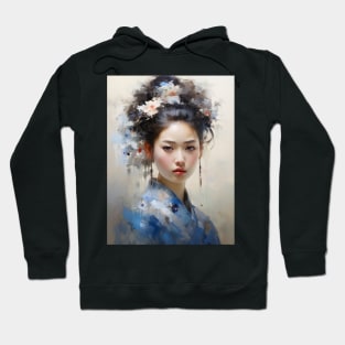 Japanese Girl in Blue With Flowers in Her Hair Hoodie